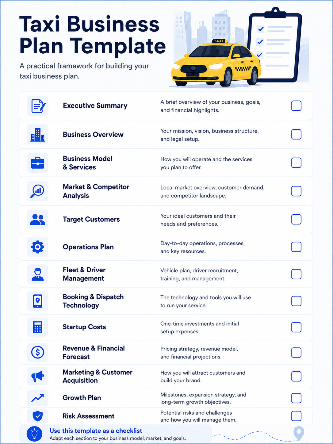 taxi business plan template