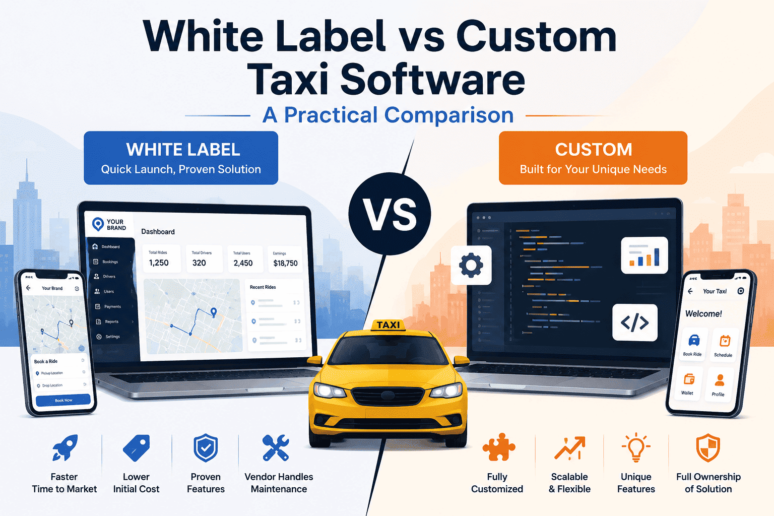 White Label vs Custom Taxi Software: A Practical Comparison